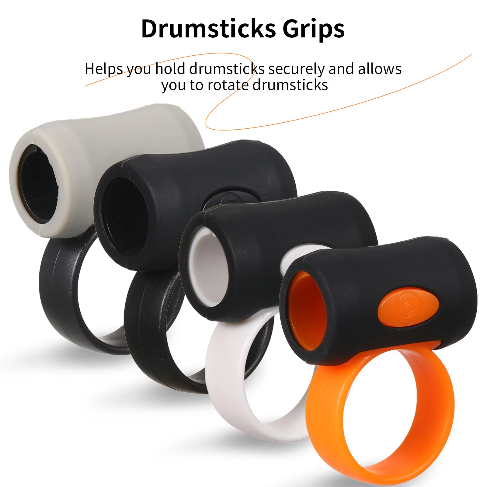 Gecheer 2Pcs Drumstick Control Clip Finger Ring Auxiliary Drumsticks Grips  Slip Drumsticks Accessories for Drummer Beginner