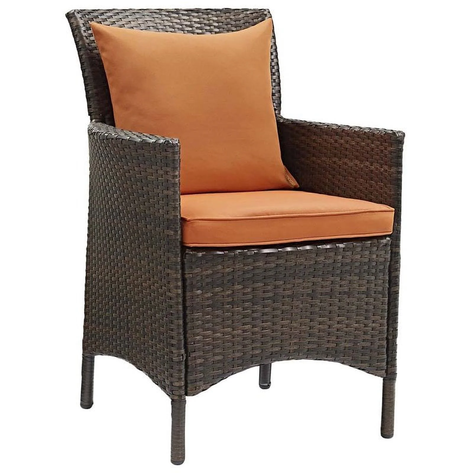 Pemberly Row  Patio Dining Arm Chair in Brown and Orange