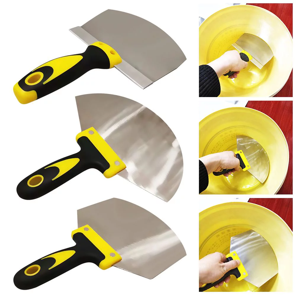 Shovel Plaster Stainless Steel Filling Spatula Caulking Removal Construction Tool Paint Putty Scraper Tool Arc-shaped spatula Paint Scraper Ash Shovel 1