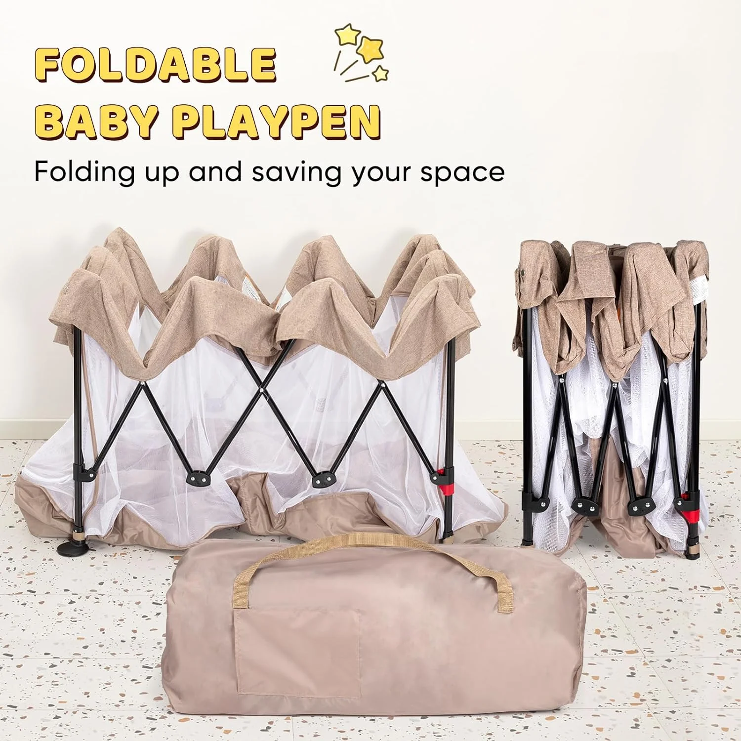 Foldable Baby Playpen, LIANMEI 71''x59'' Collapsible Extra Large Playpen for Babies and Toddlers Indoor Outdoor, Portable Big Baby Play Pen Playyard with Zipper Gate, Pop up Activity Center for Baby