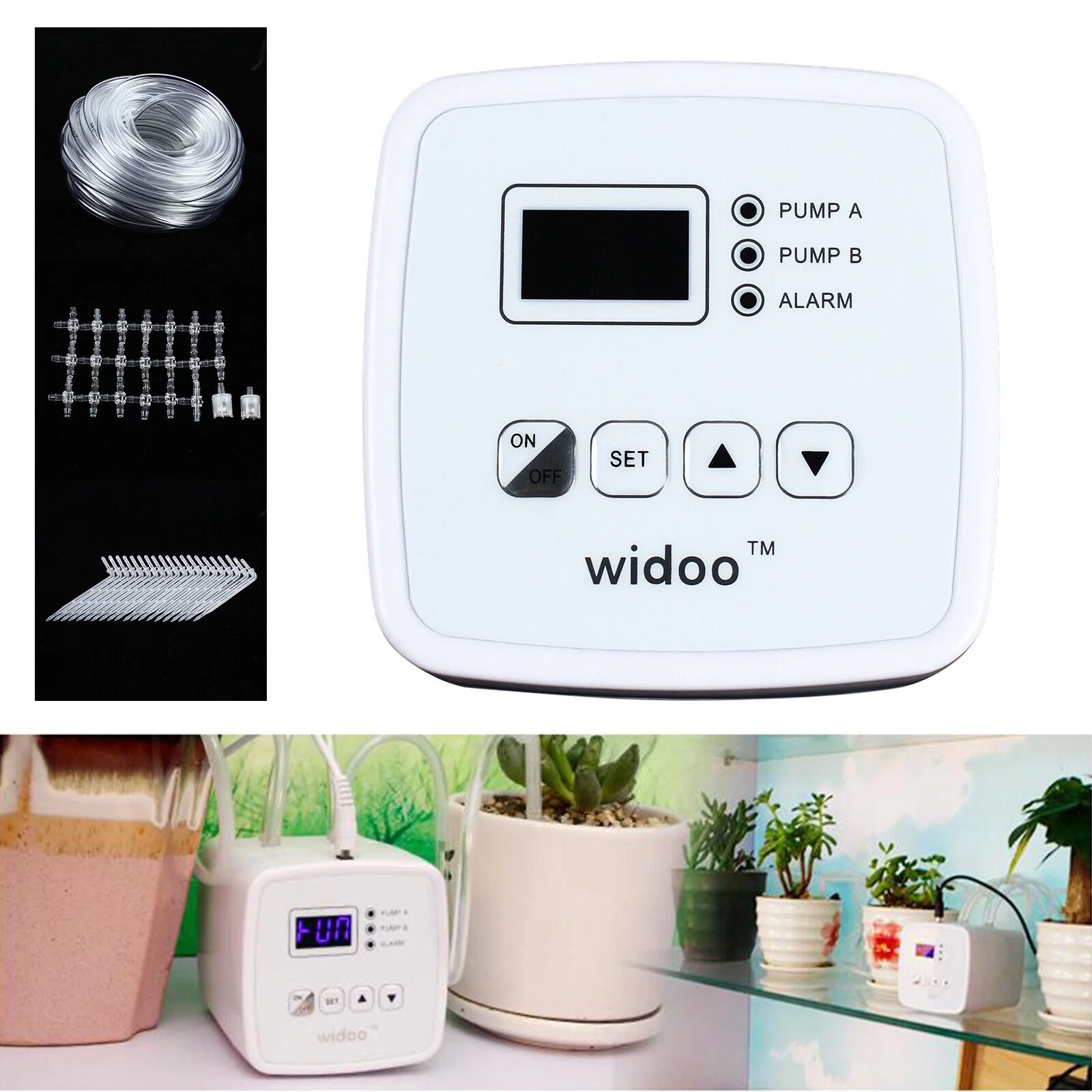 SHZICMY 110V Automatic Drip Irrigation Set Double Pump Timed Smart Watering System for Garden Indoor Plant