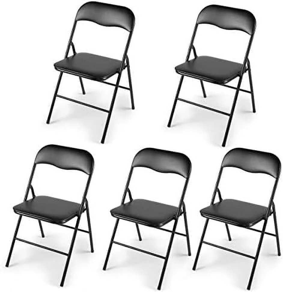 SJUIONG 5 Pack  with Soft Padded Seat and Backrest  Portable Steel Frame Chair for Commercial Meeting Wedding Party Event  Indoor Outdoor for Office School Backyard  330lbs Capacity