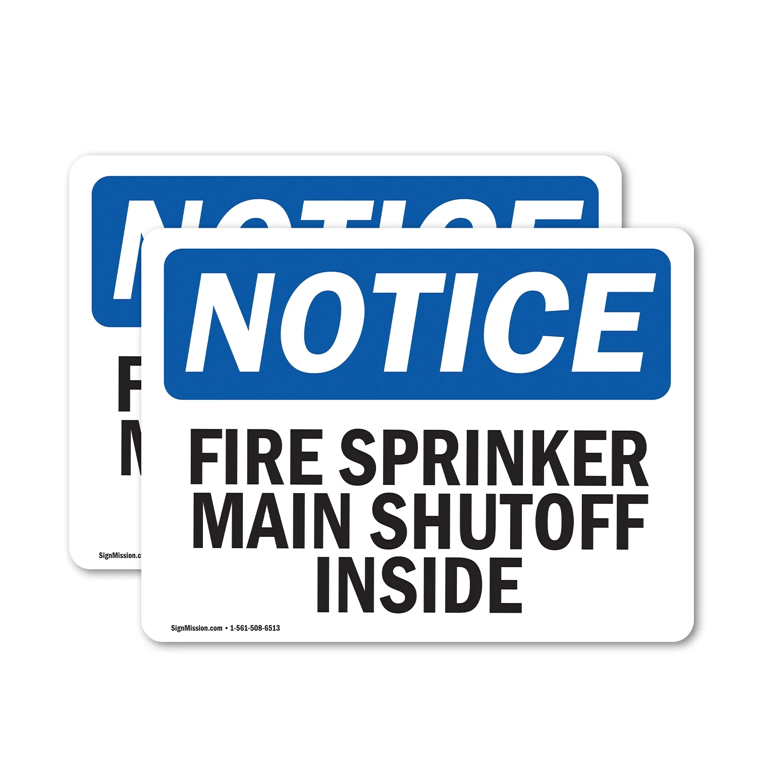 (2 Pack) Fire Sprinkler Main Shutoff Inside OSHA Notice Sign 10 Inch X 7 Inch Vinyl Label Decal Sticker Weather Resistant, UV Protected for Workplace, Business, and Construction Site, Made in the USA