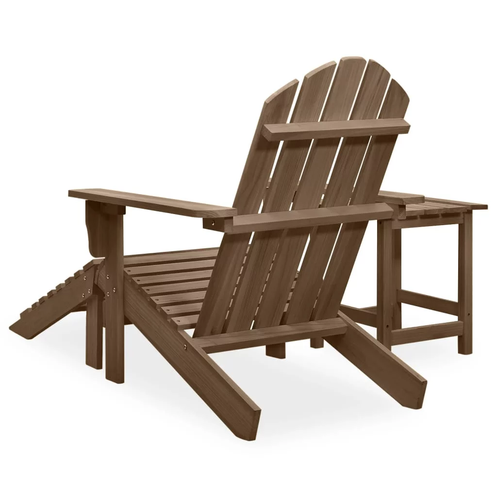Suzicca Patio Adirondack Chair with Ottoman&Table Solid Fir Wood Brown