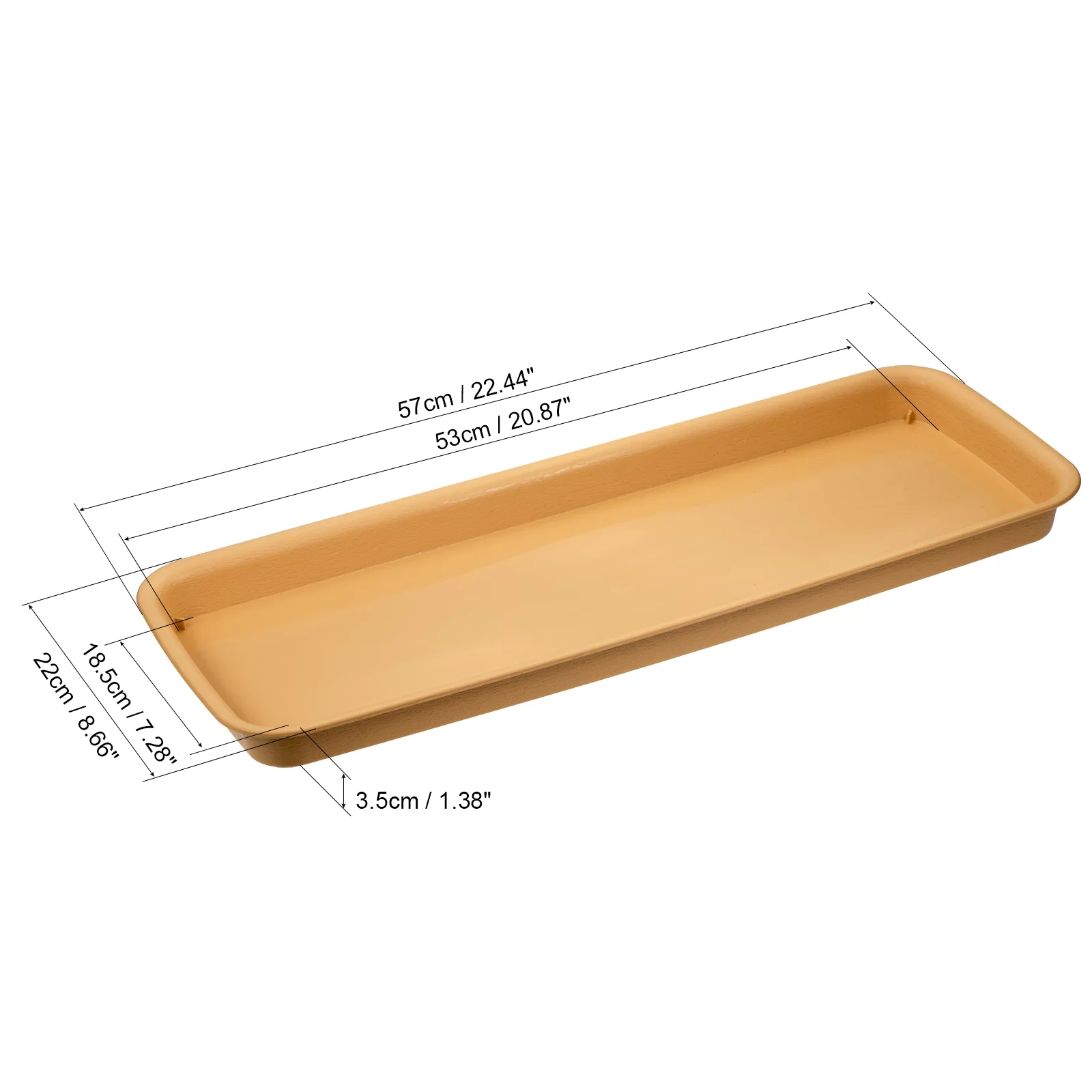 Uxcell 57x22cm Plastic Rectangular Plant Pot Saucer Flower Drip Tray, Terracotta