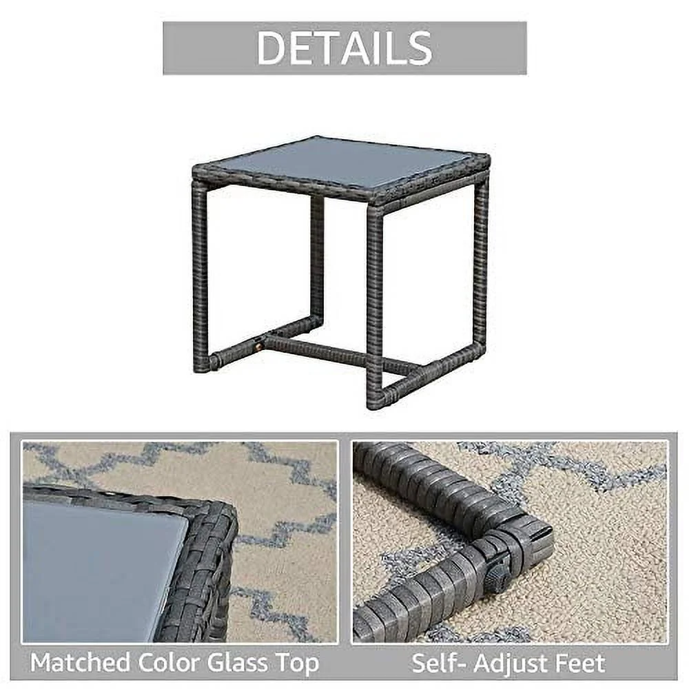 Patiorama 3 Pieces Outdoor Patio Furniture Set, Outdoor Wicker Conversation Set, Patio Rattan Chair Set, Modern Bistro Set with Coffee Table, Garden Balcony Backyard Poolside (Light Gray)