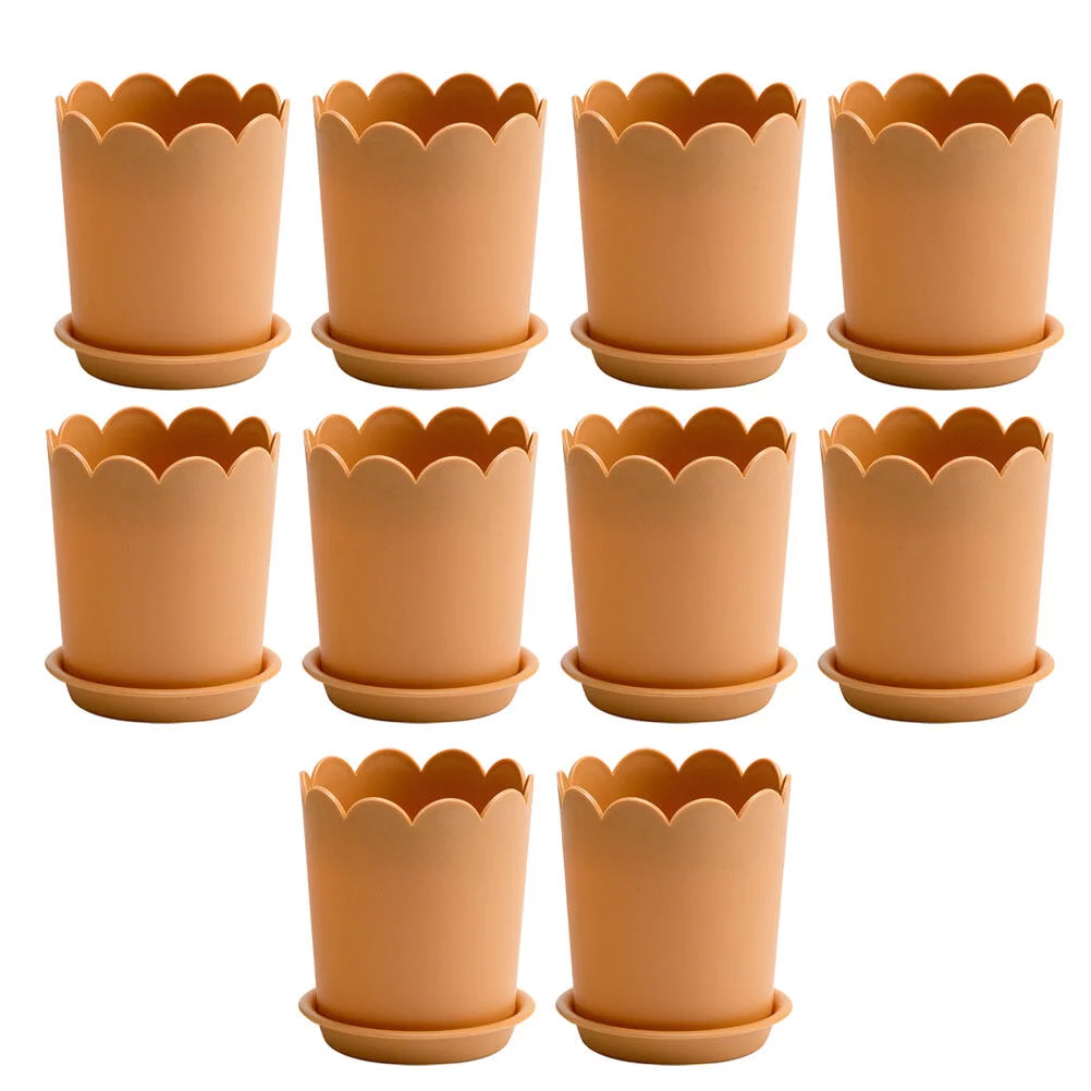 10 Sets Flowerpot Plant Containers with Tray Pots for Plants Indoor Nursery Trays Planting Orchid Tabletop Decor Office