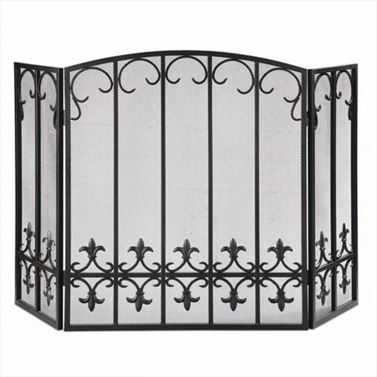 SPI Fleur de Lis 3 Panel Iron Fireplace Screen
