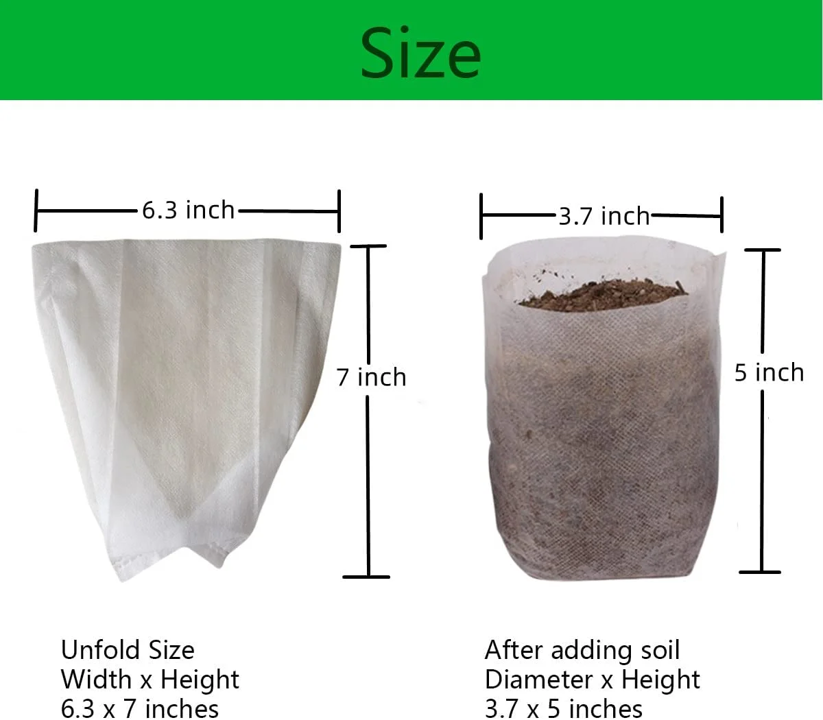 Zhuge Plant Nursery Bags 6.3 x 7 inches 200PCS, Non-Woven Biodegradable Plant Grow Bags Fabric Seedling Starter Bags for Vegetable Flower Fruit Saplings Tree, Home Garden Supply