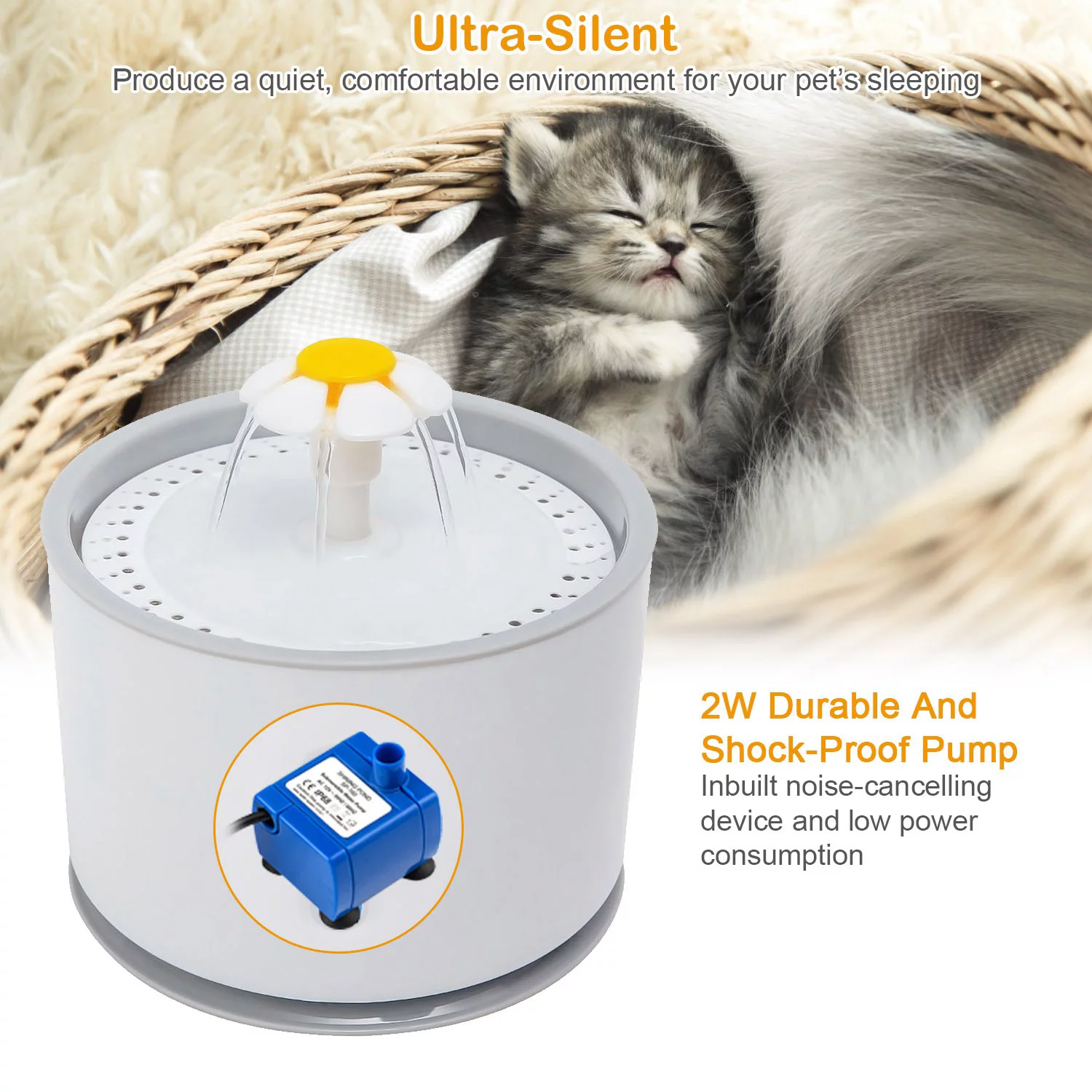 iMounTEK 2.4L Automatic Dog Cat Water Fountain Electric LED Pet Waterer