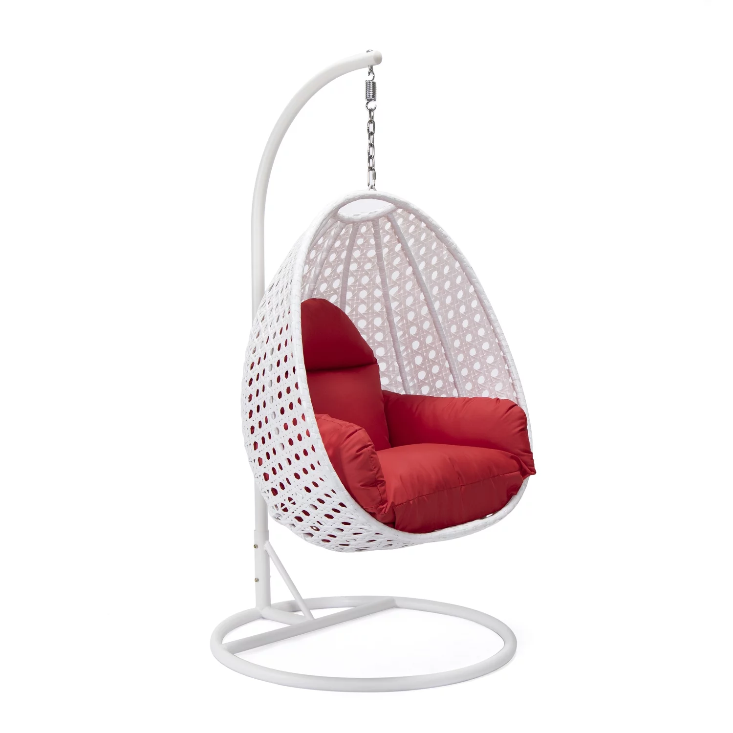 Maykoosh Classic Comfort White Wicker Hanging Egg Swing Chair