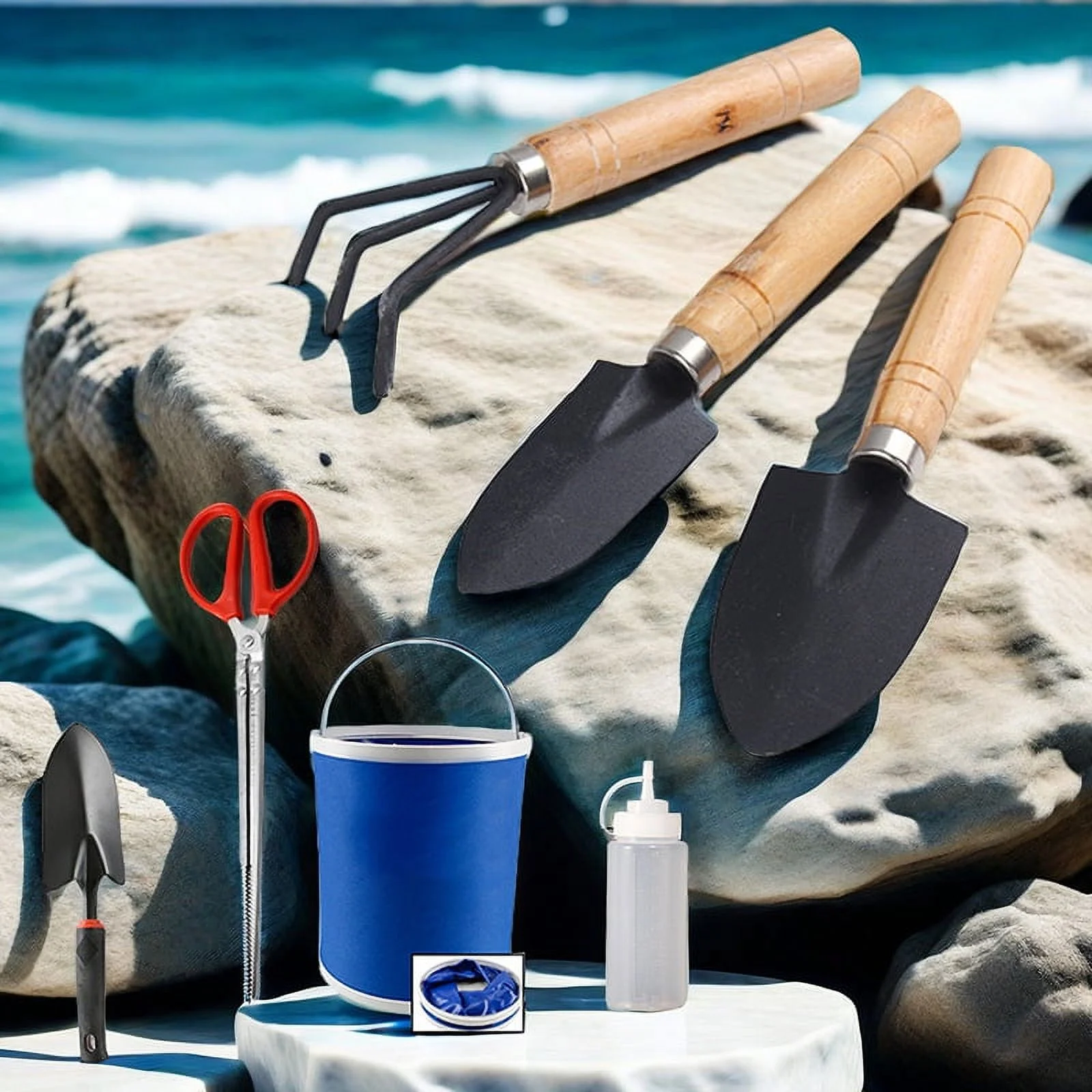 Gardening Flower Loosening Shovel Three Sets Of Travel Beach Sea Tools Digging Sand Rake Hoe Small Iron Yiho