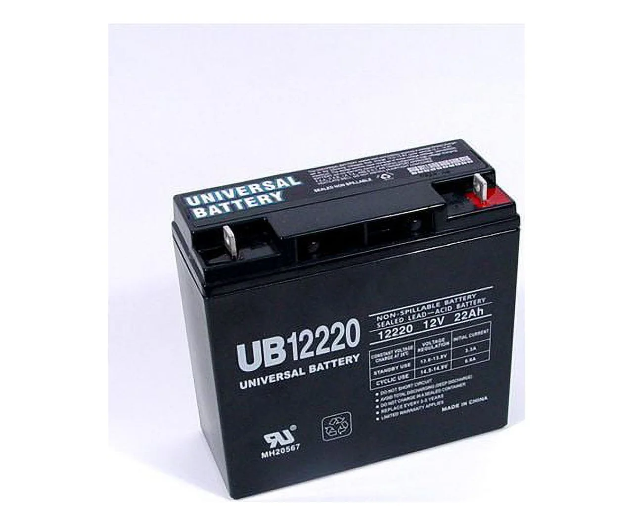 Sealed Lead-Acid Battery - AGM-type, 12V, 22 Amps, Model# UB12220