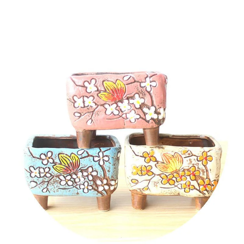 LivNxt Hand-Painted Ceramic Succulent Planter from Jingdezhen