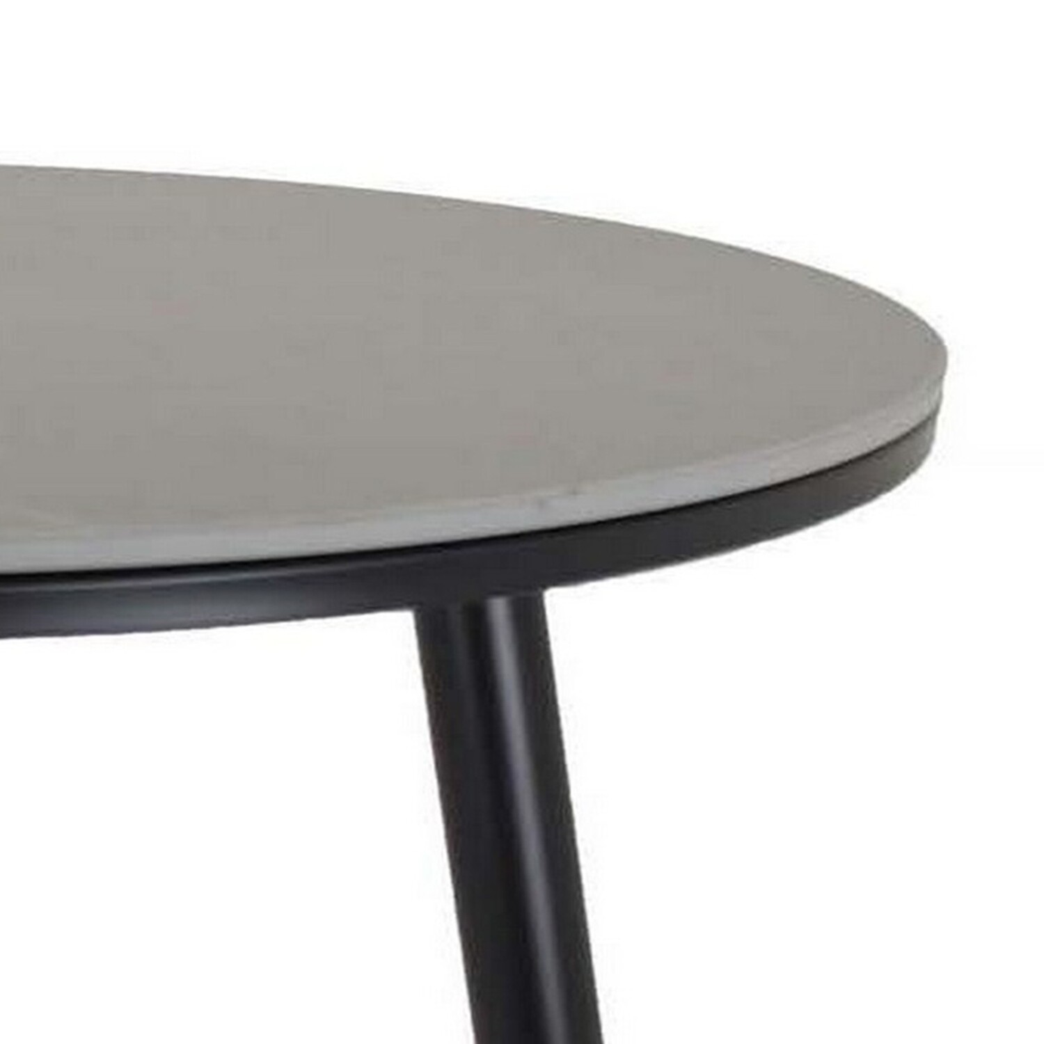 Benjara Tavi 24 Inch Plant Stand Side Table, Round Gray Marble Top, Black Metal