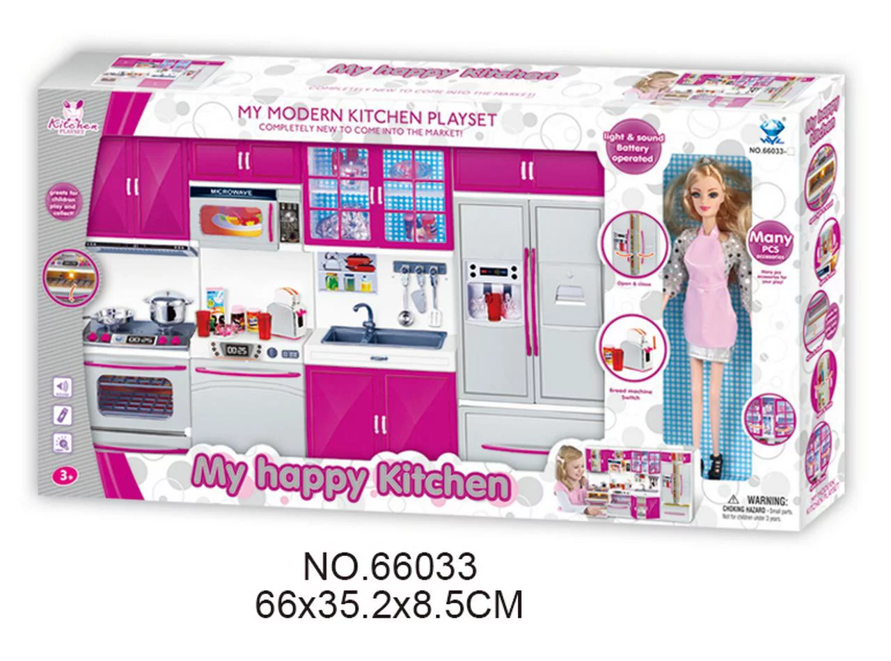 My Modern Kitchen Full Deluxe Kit Operated Kitchen Playset With Toy Doll