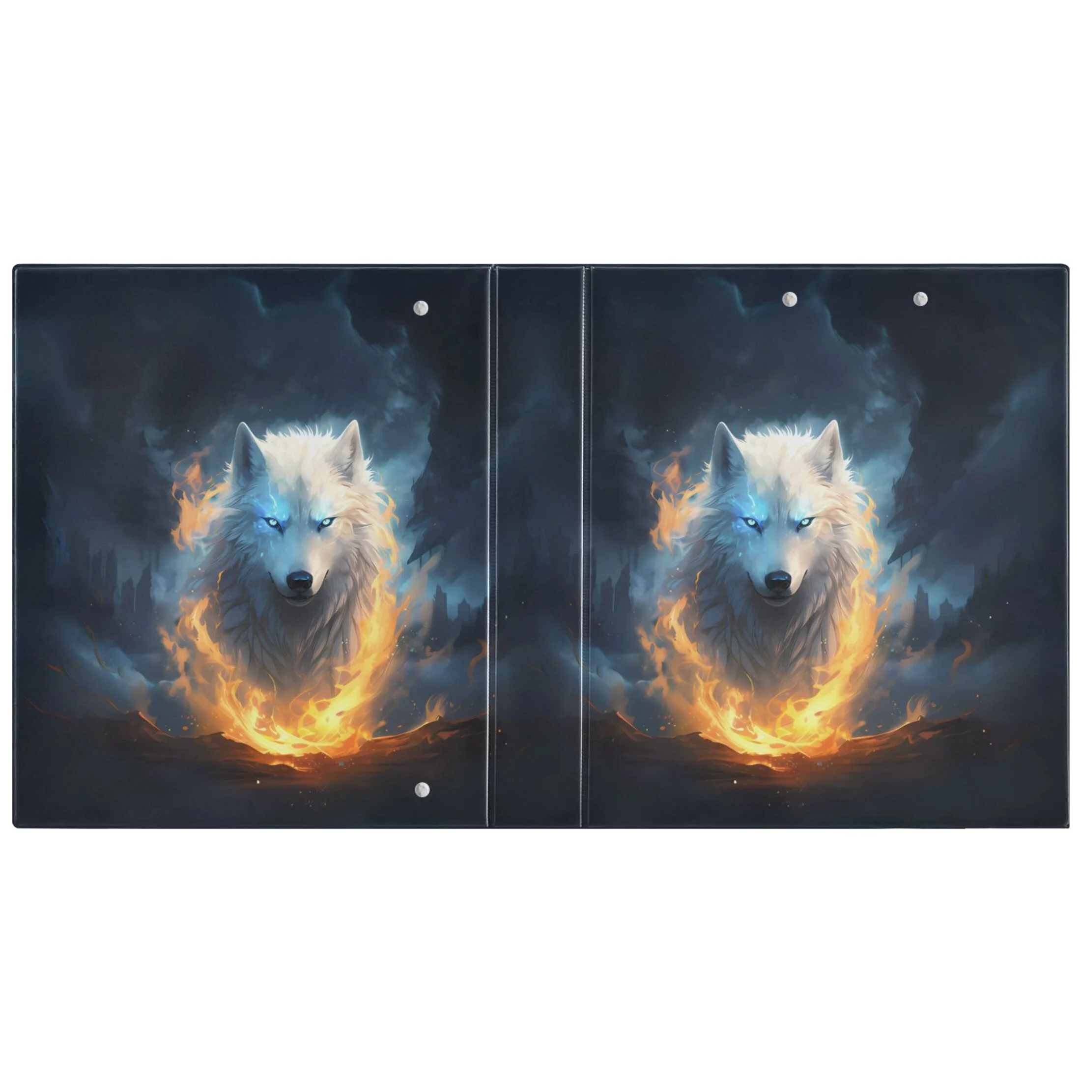 Wolf on Fire Hardcover 3 Ring Binder 1.5 inch Round Rings with Interior Pockets Binders Organizer Office School 1 Pack