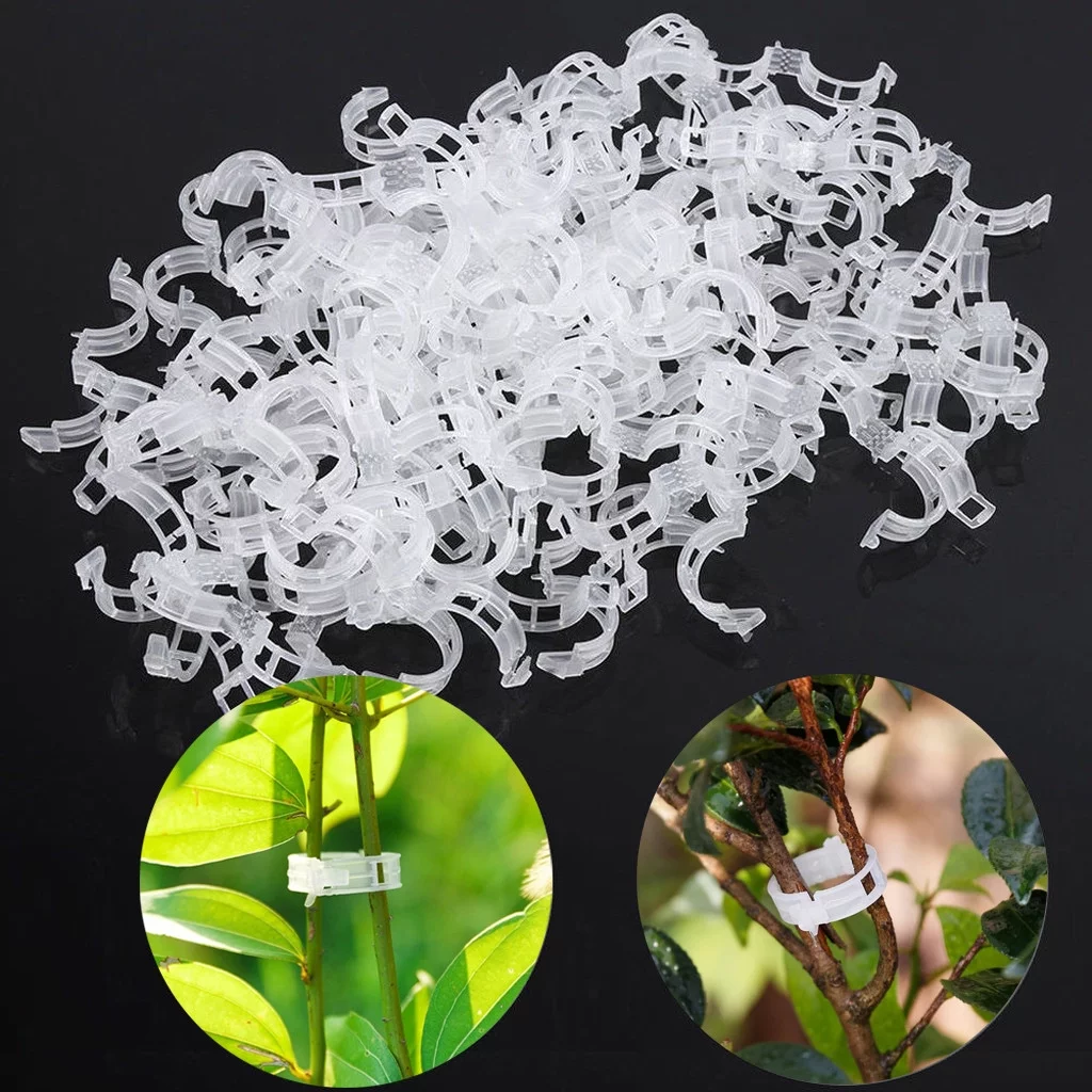 Sayhi 50 Pieces Support Clips Reusable Connects Grafting Fixed Clamp for Hanging Vine Garden Greenhouse Vegetables Tomatoes Cucumbers to Grow Upright & Healthier White