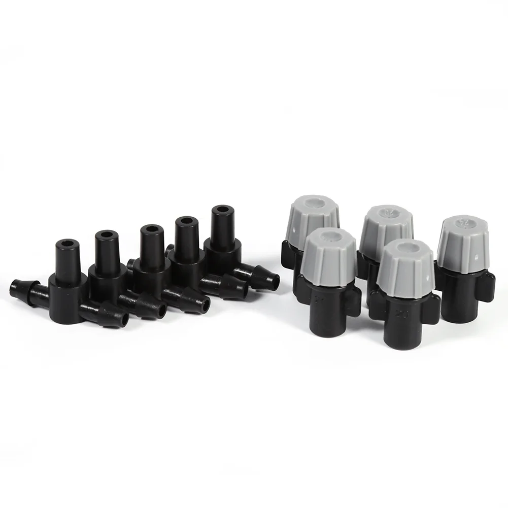 BLLBOO Sprinkler -Sprinkler Heads Atomizing Nozzle + Tee Joints Misting Watering Home Graden Irrigation 20Pcs