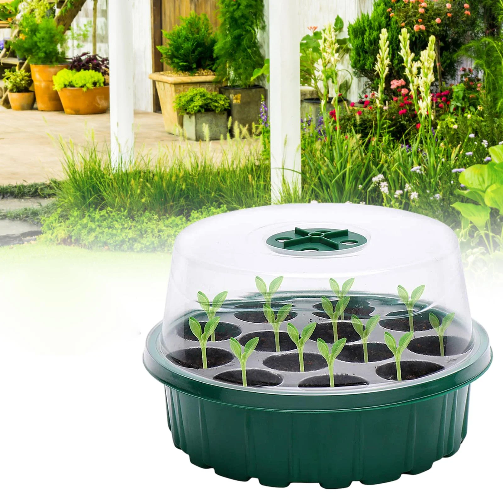 oshhnii 13 Cells Seedling Starting Tray Growing Tray Watertight Base house