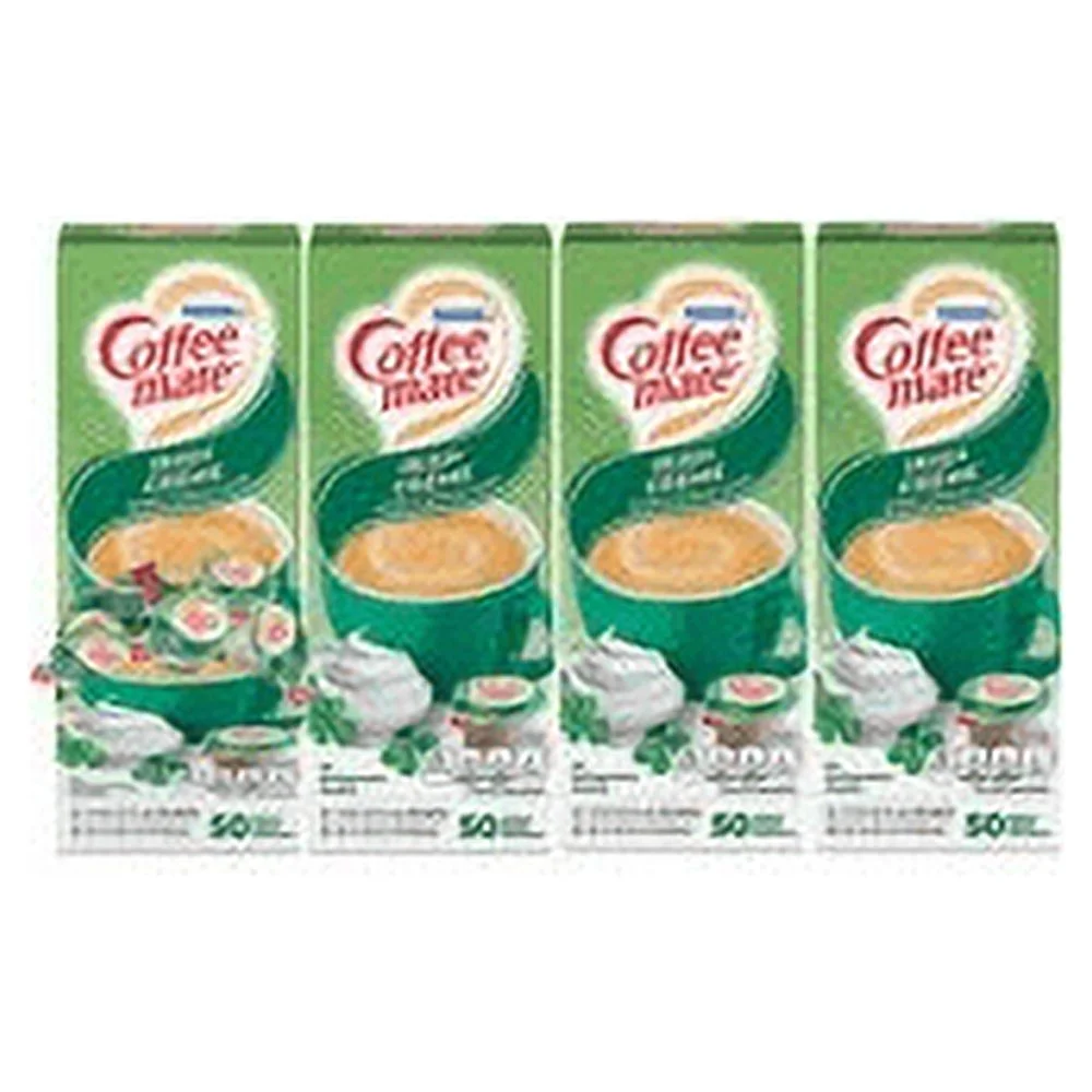 Coffee-mate Liquid Coffee Creamer, Irish Creme, 0.38 oz Mini Cups, 50/Box, 4 Boxes/Carton, 200 Total/Carton