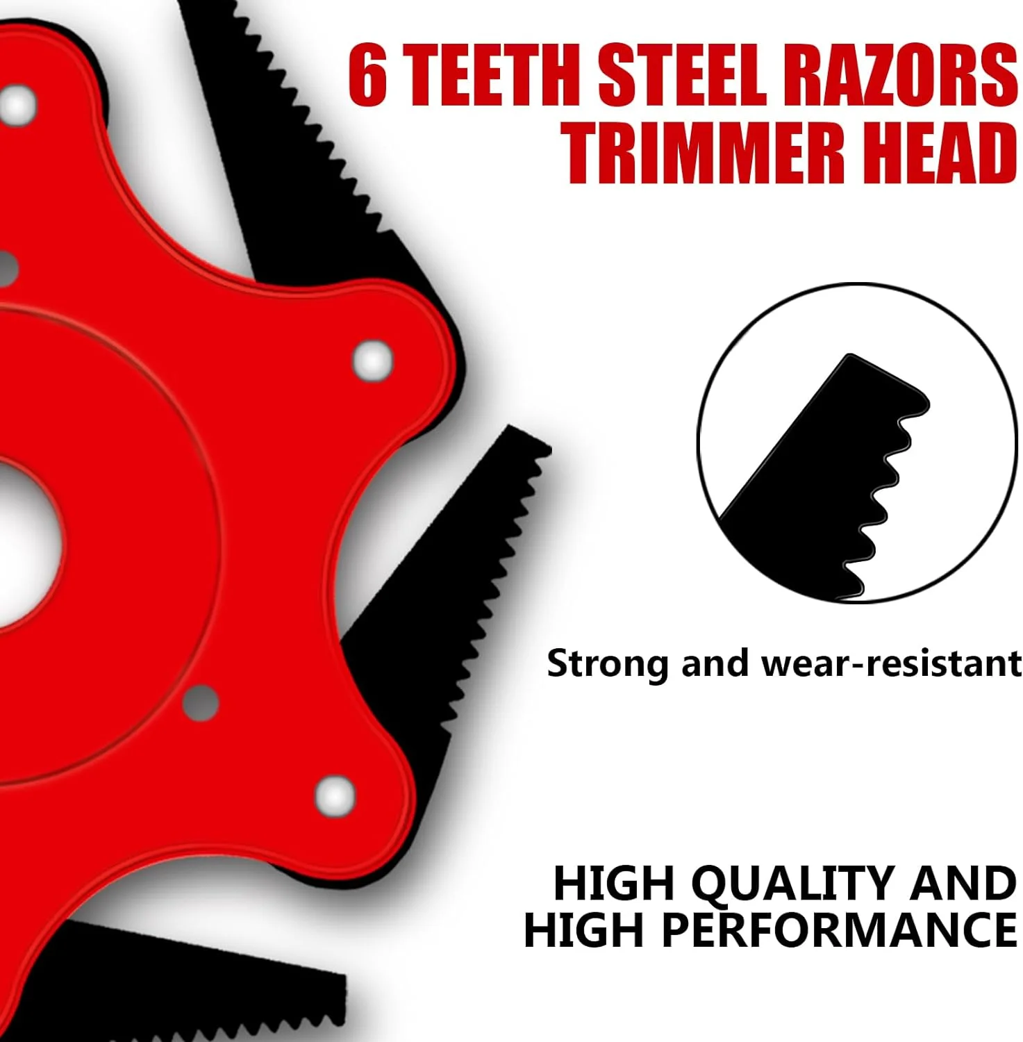 IRmm 2PCS Steel Trimmer Head, 6 Steel Razors Trimmer Head with Sawtooth, Upgraded Universal Weed Eater Blades Metal, 65Mn Steel Razor Trimmer Head with 2 Pack Universal Adapters