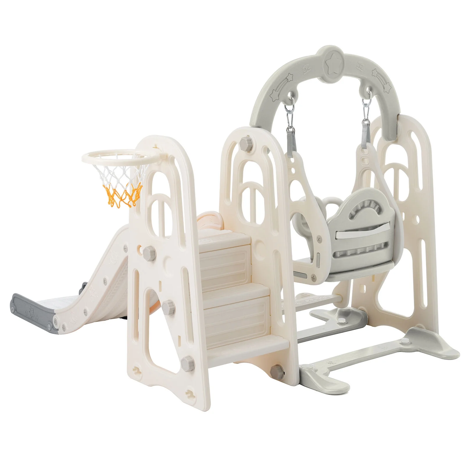 Toddler Slide Swing Set 3 in 1,Kid Playground Climber Slide Playset ball Hoop