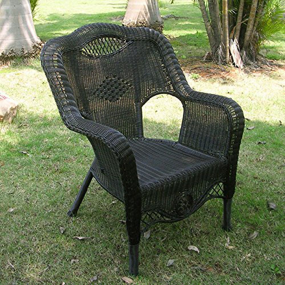 International Caravan  Riviera Resin Wicker & Aluminum Outdoor Dining Chair, Antique Black