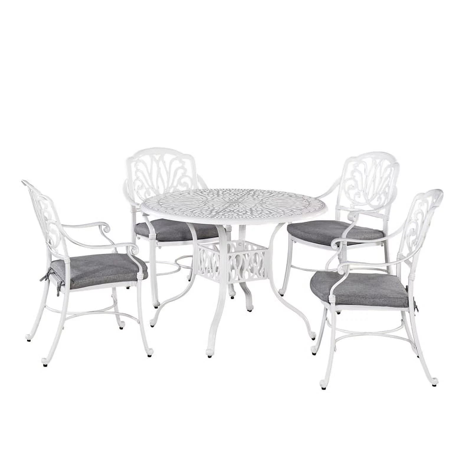 Pemberly Row Coastal White Aluminum 5 Piece Outdoor Dining Set