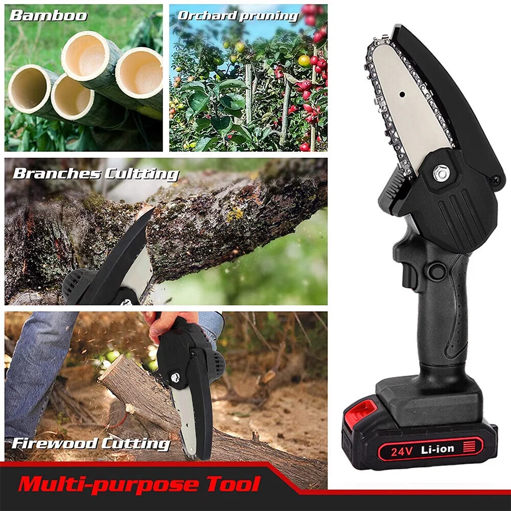 Mini Chainsaw Electric Wood Cutter Cordless Chain Saw & Battery Charger 2 Chain