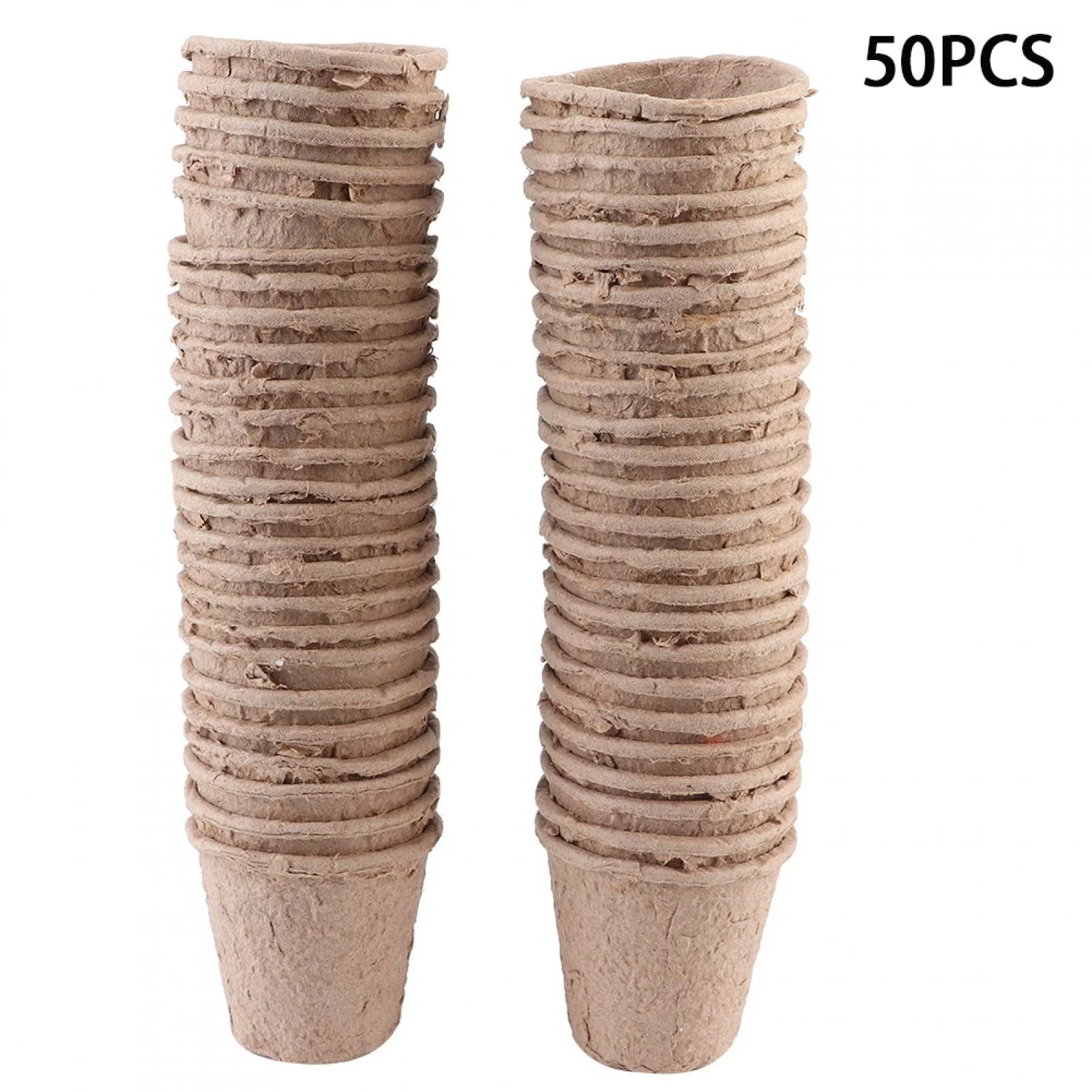 Verdant Touch Garden Tools 50Pcs 6x6CM Round Degradable Paper Pulp Peat Pots Plant Nursery Cup Use for Gardening