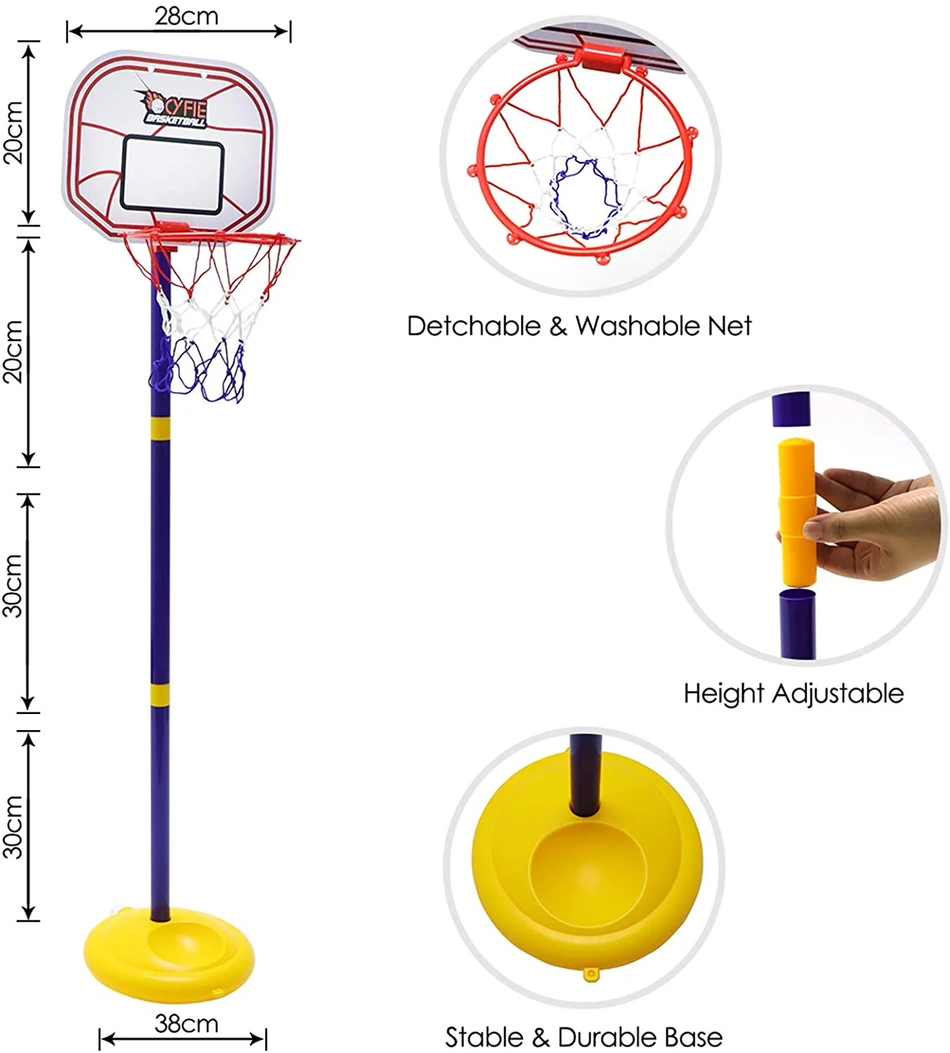 Basketball Hoop for Kids Toddler 3 Age Stand Adjustable Height 2.26-3.48 ft Mini Indoors Outdoors Basketball Goal Toy Game Play Sport with Ball and Pump for Baby Boys Girls Over 3 Years Old SEISSO
