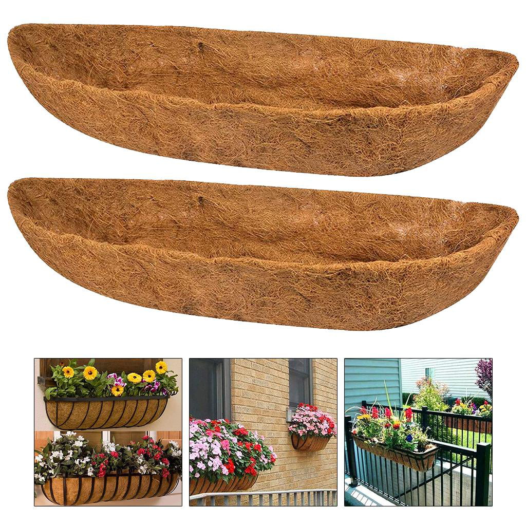 2Pcs Natural Trough Shaped Coco Liners Planter Pots Inserts Liner Flower Pot 30 inch