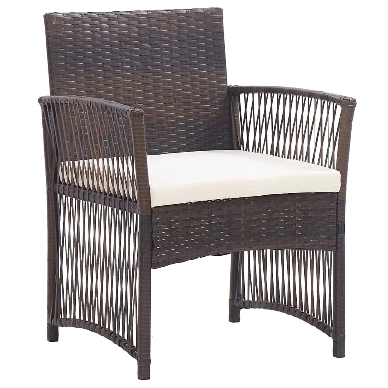 Dcenta 2 Piece Garden Chairs with Cushion Set Brown Poly Rattan Patio Armchairs  Dining Chair for Backyard, Lawn, Balcony,  Furniture 21.9 x 22.8 x 29.9 Inches (W x D x H)