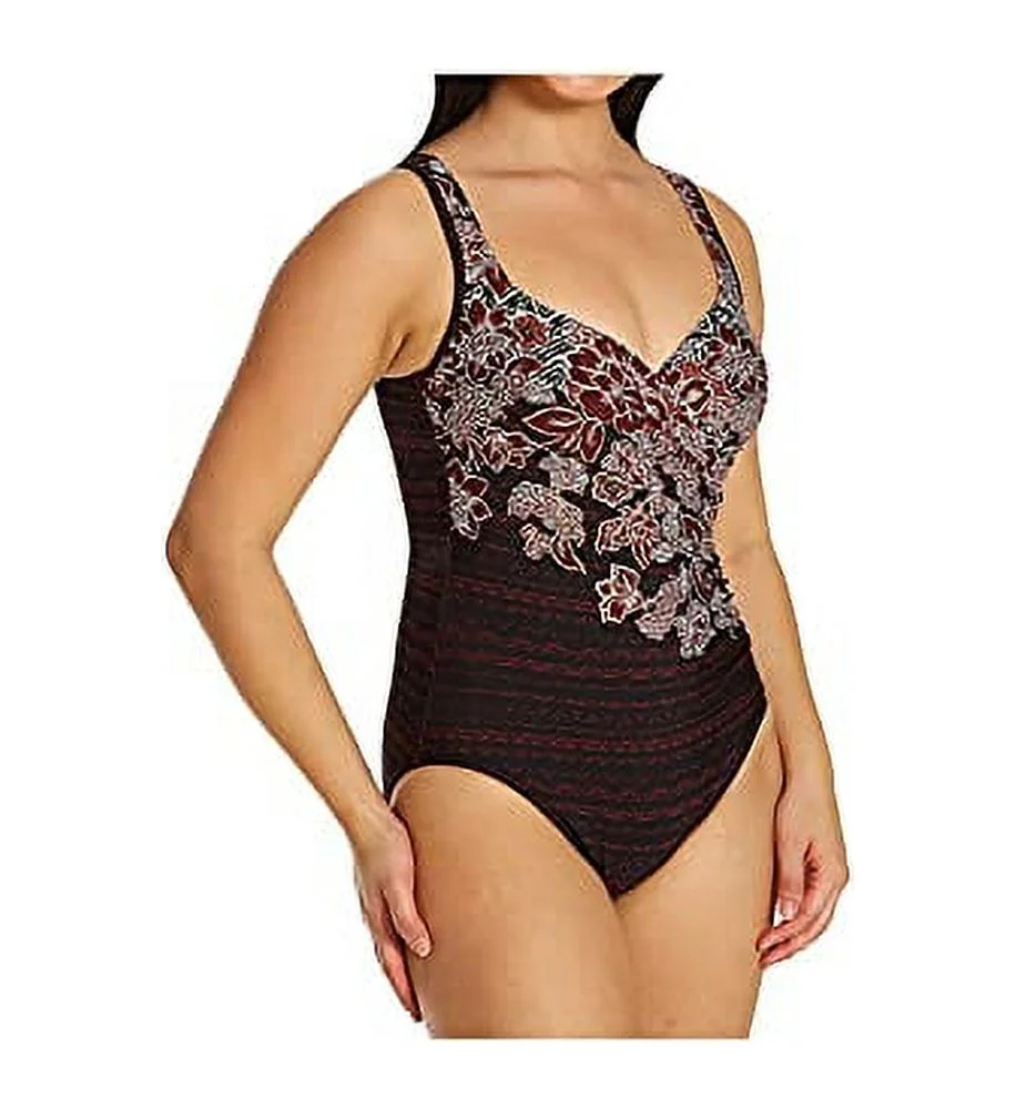 Miraclesuit Women's Swimwear Mendhika It's a Wrap Tummy Control Bra One Piece Swimsuit, Tamarind, 08