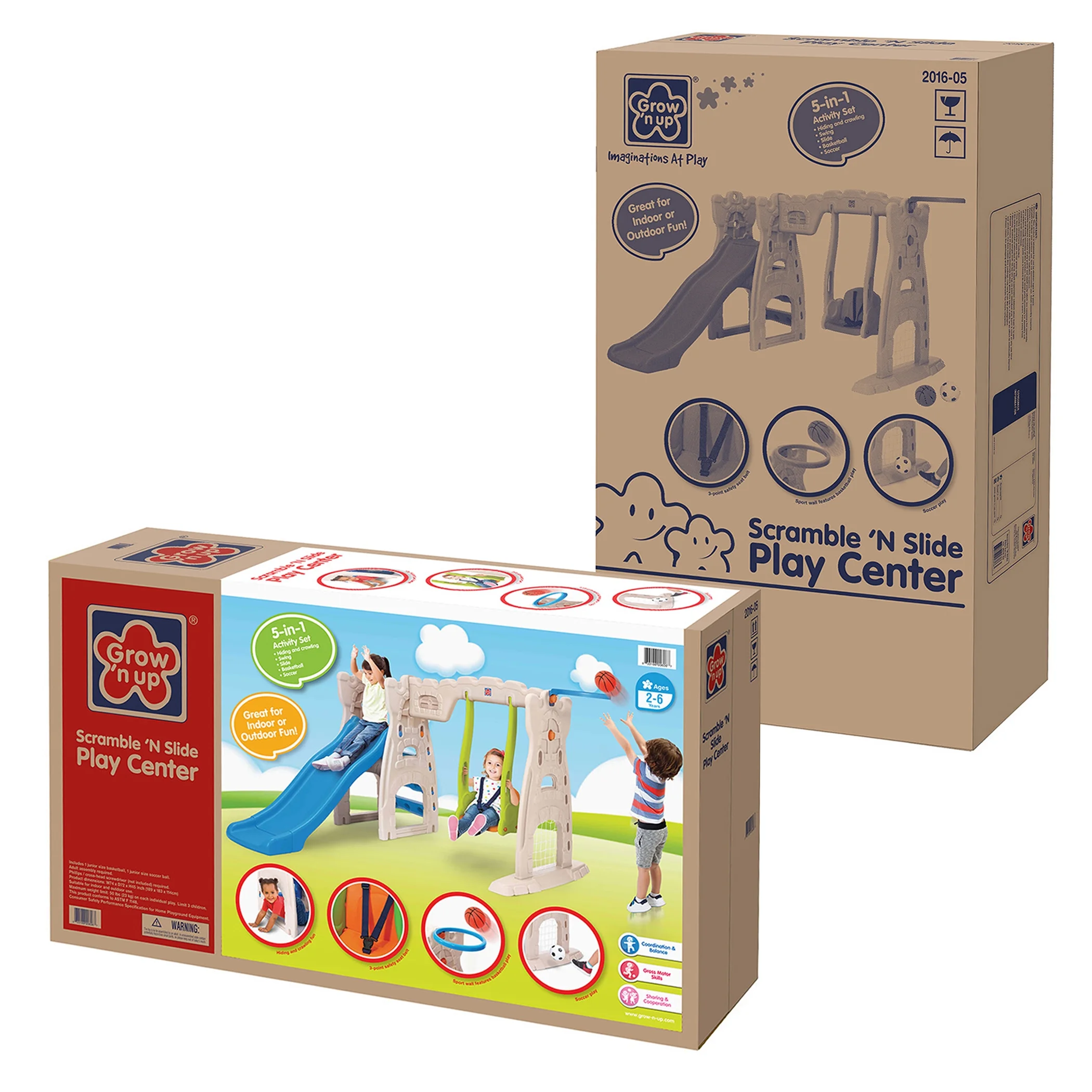 Grow'n up Scramble N Slide Plastic Play Center -Ages 2 Years to 6 Years