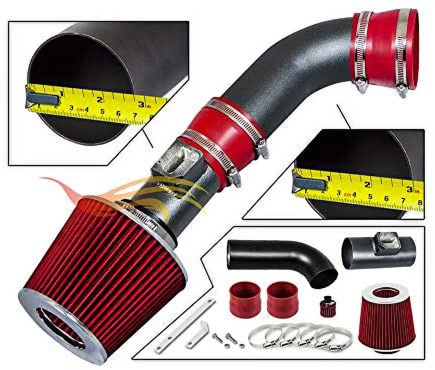 RW SERIES - MATTE BLACK PIPE RED - SHORT RAM INTAKE Compatible For 08-12 CHEVY COLORADO/GMC CANYON