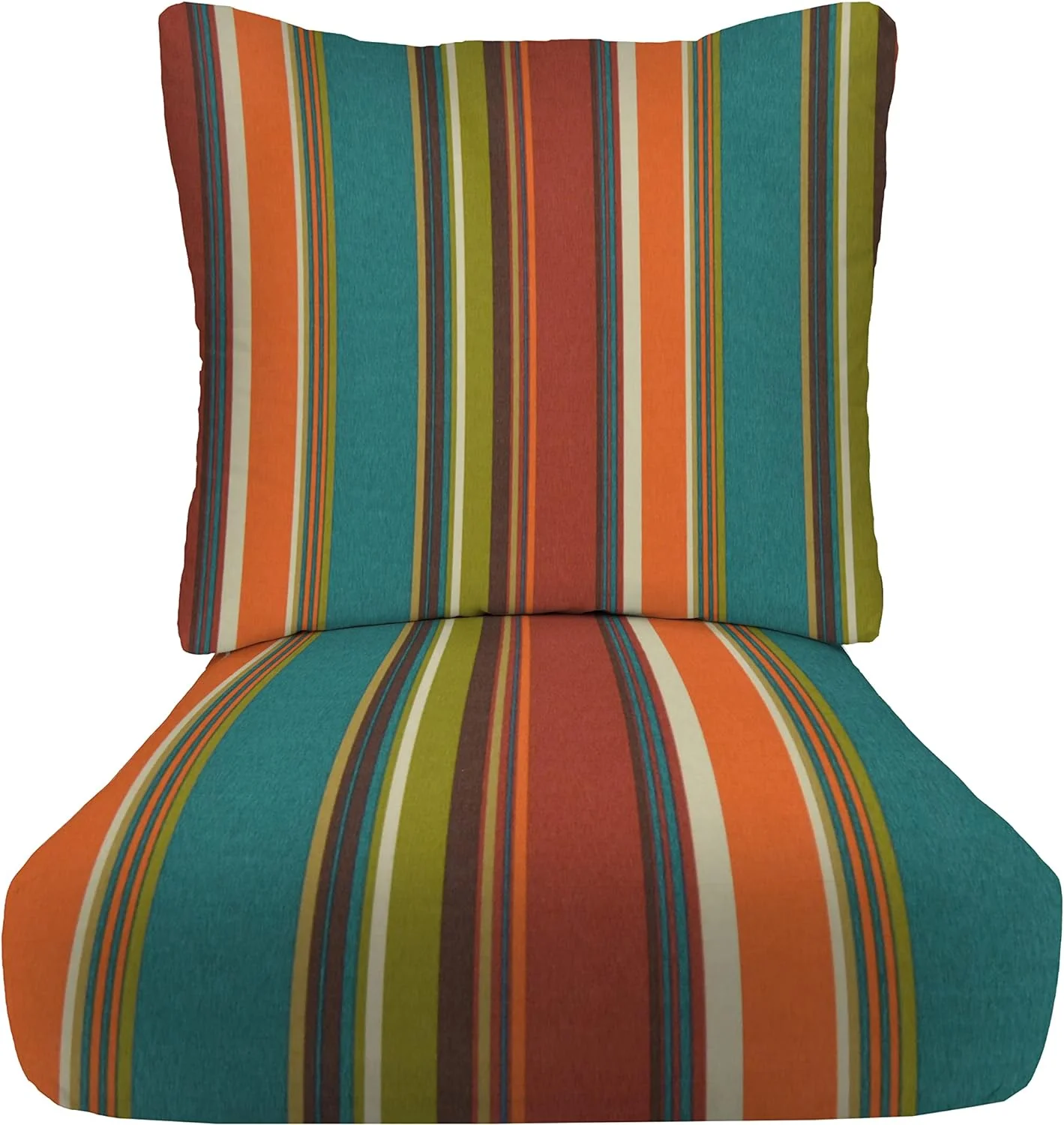 Indoor Outdoor Deep Seating Chair Cushion With Pillow Back | All Weather Polyester Fabric | Seat 23” W X 24” D  Back 25” W X 21” H | Westport Teal