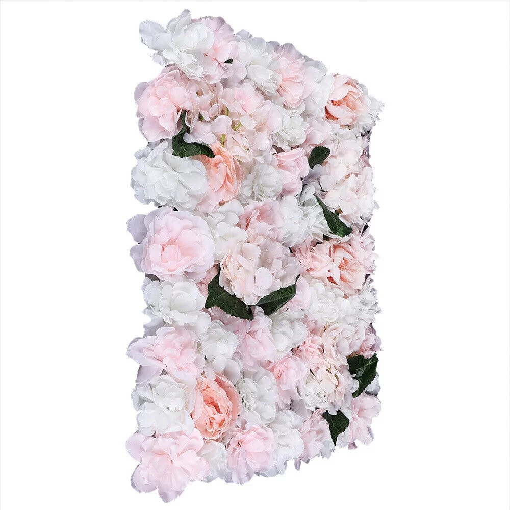 6 Pieces Artificial Flower Wall Panel Wedding Venue Rose Hydrangea Wall 60x40cm