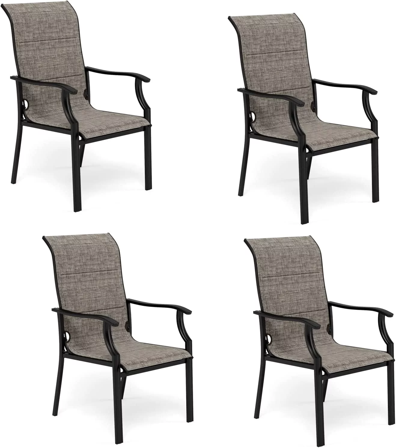 9 Pieces Patio Dining Set  Rectangular Expandable Black Metal Table with 8 Padded Textilene Fabric Chairs  Outdoor Furniture Set for Garden  Poolside  Backyard  Porch