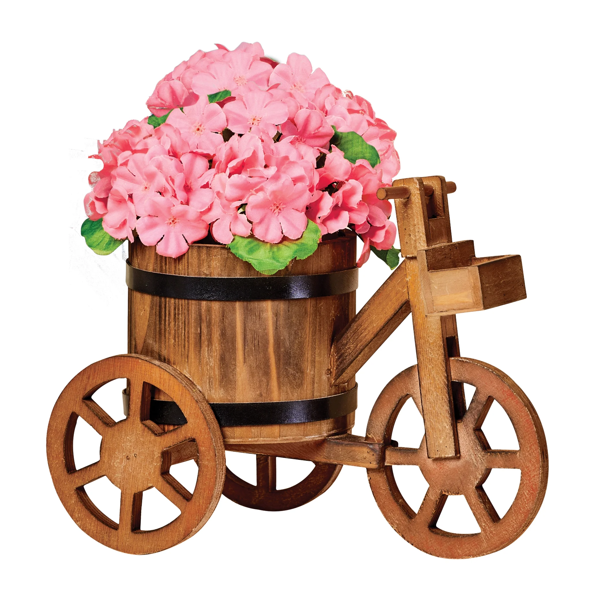 Collections Etc Wooden Tricycle Rain Barrel Outdoor Planter