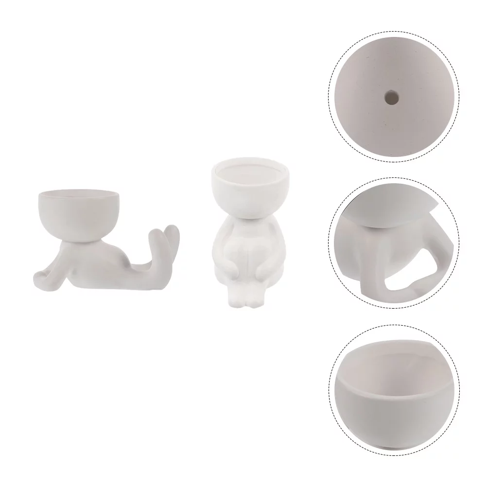 Guichaokj Ceramic Flowerpot Creative Human Shape Garden Succulent Flower Pot Home Decor