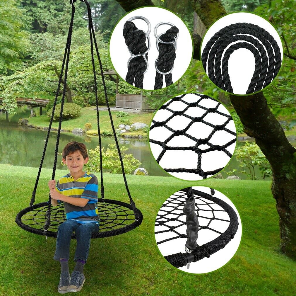 Spider Web Tree Saucer Swing Circular Flying Saucer with Ropes & Straps 40