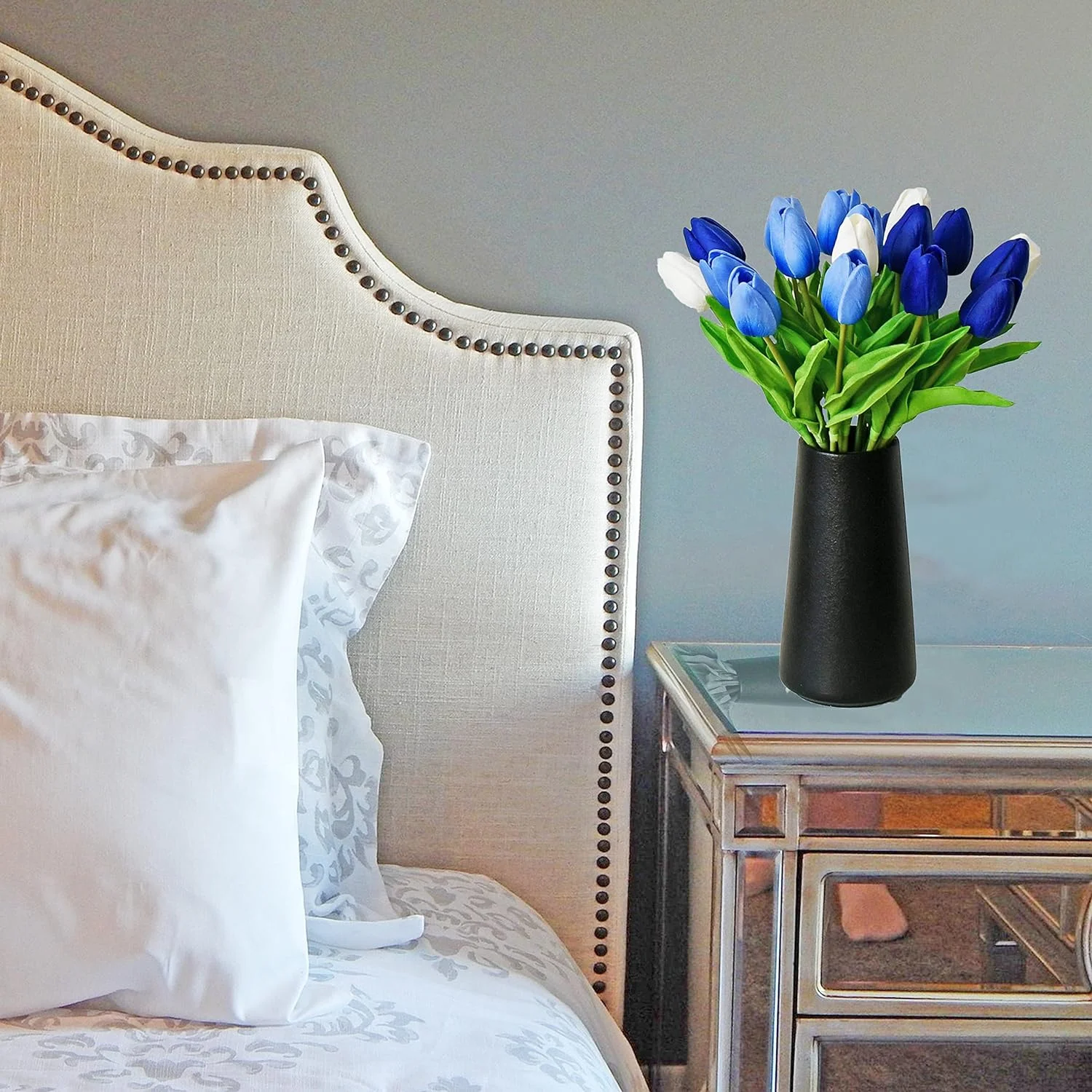 TETOU 20Pcs PU Fake Tulips Artificial Flowers, 13