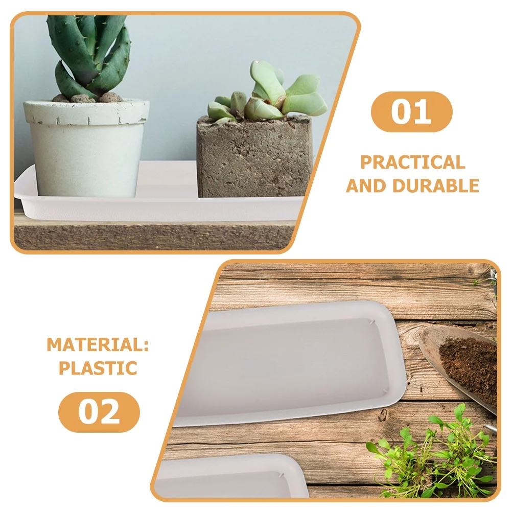Gongxipen 8Pcs Rectangular Planter Tray Plastic Flower Pot Tray Large Flower Pot Saucer Flower Pot Drip Tray