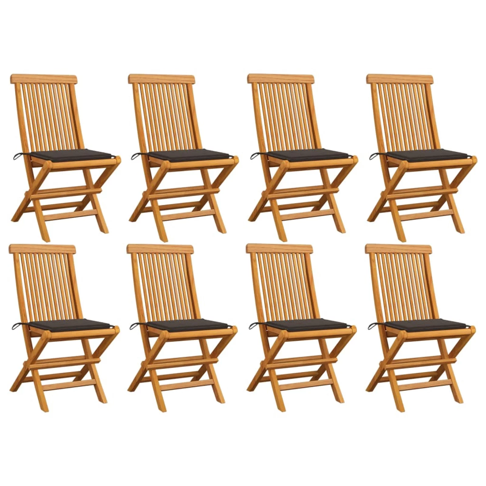 Suzicca Patio Chairs with Taupe Cushions 8 pcs Solid Teak Wood