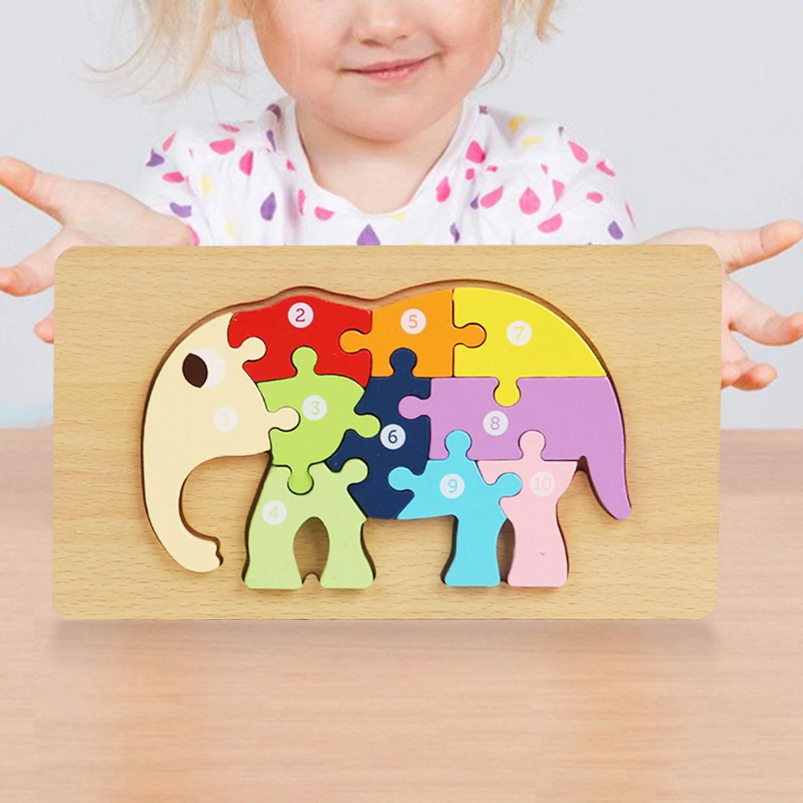 Kids Wooden Puzzle Toy Educational Early Learning Activity Toys Montessori Toys Kids Playset Toys for Boy and Girl Children Gifts Elephant