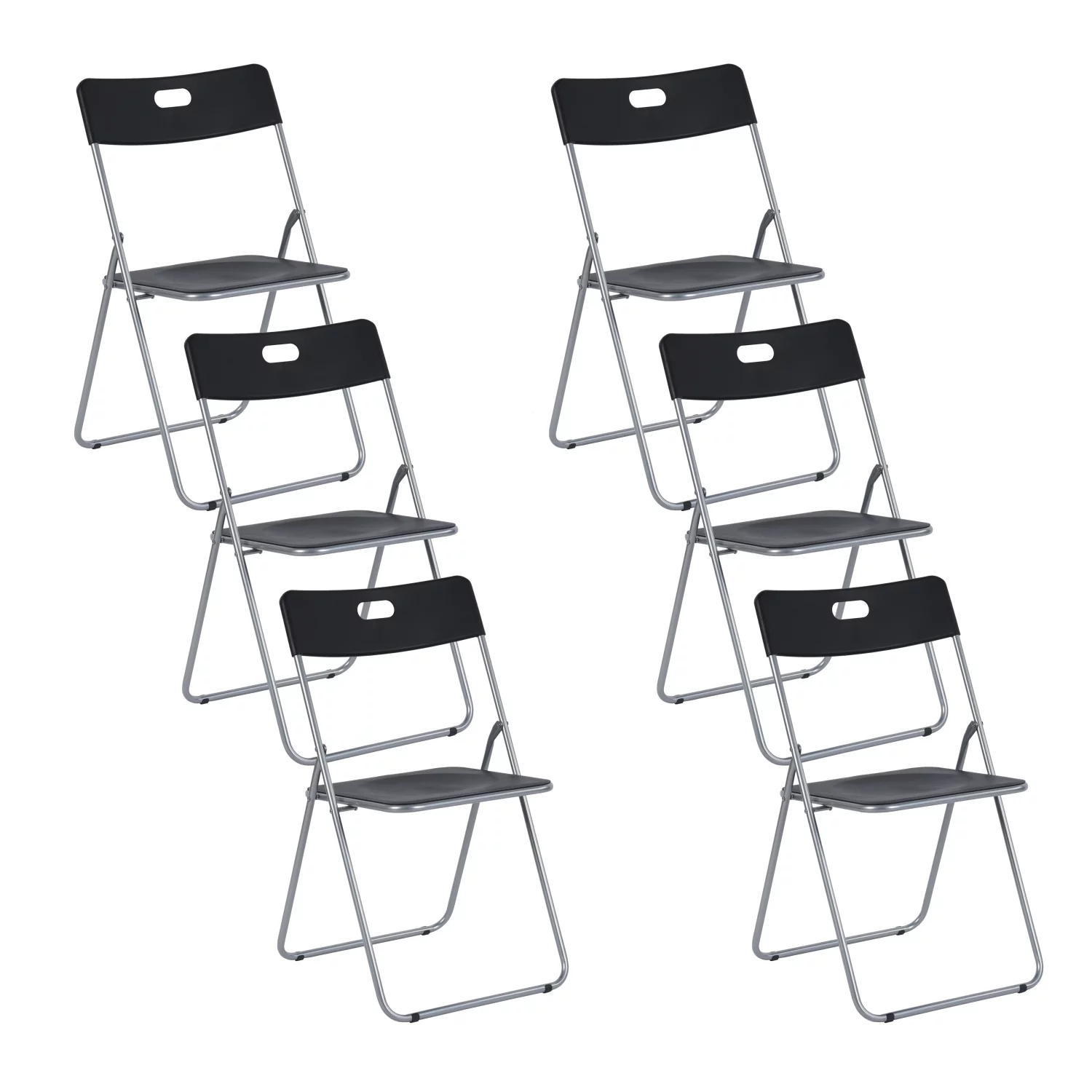 DeeHome 6Pcs Plastic Folding Chairs Comfortable Event Chairs Modern Party Chairs Lightweight Durable Foldable Chair for Home Office Outdoor Indoor, Black