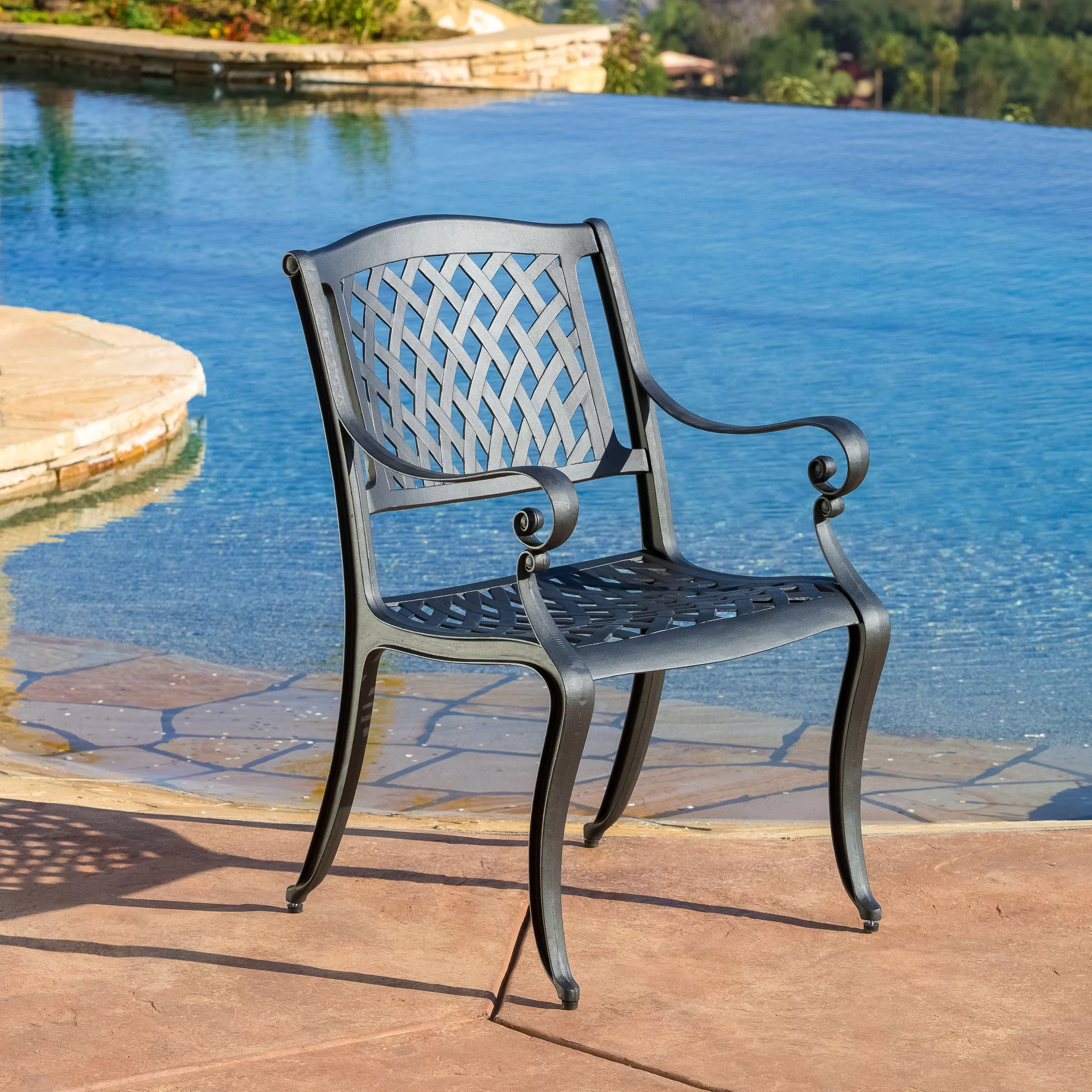 Christopher Knight Home Outdoor Cayman Cast Aluminum Outdoor Chair (Set of 2) by  Black