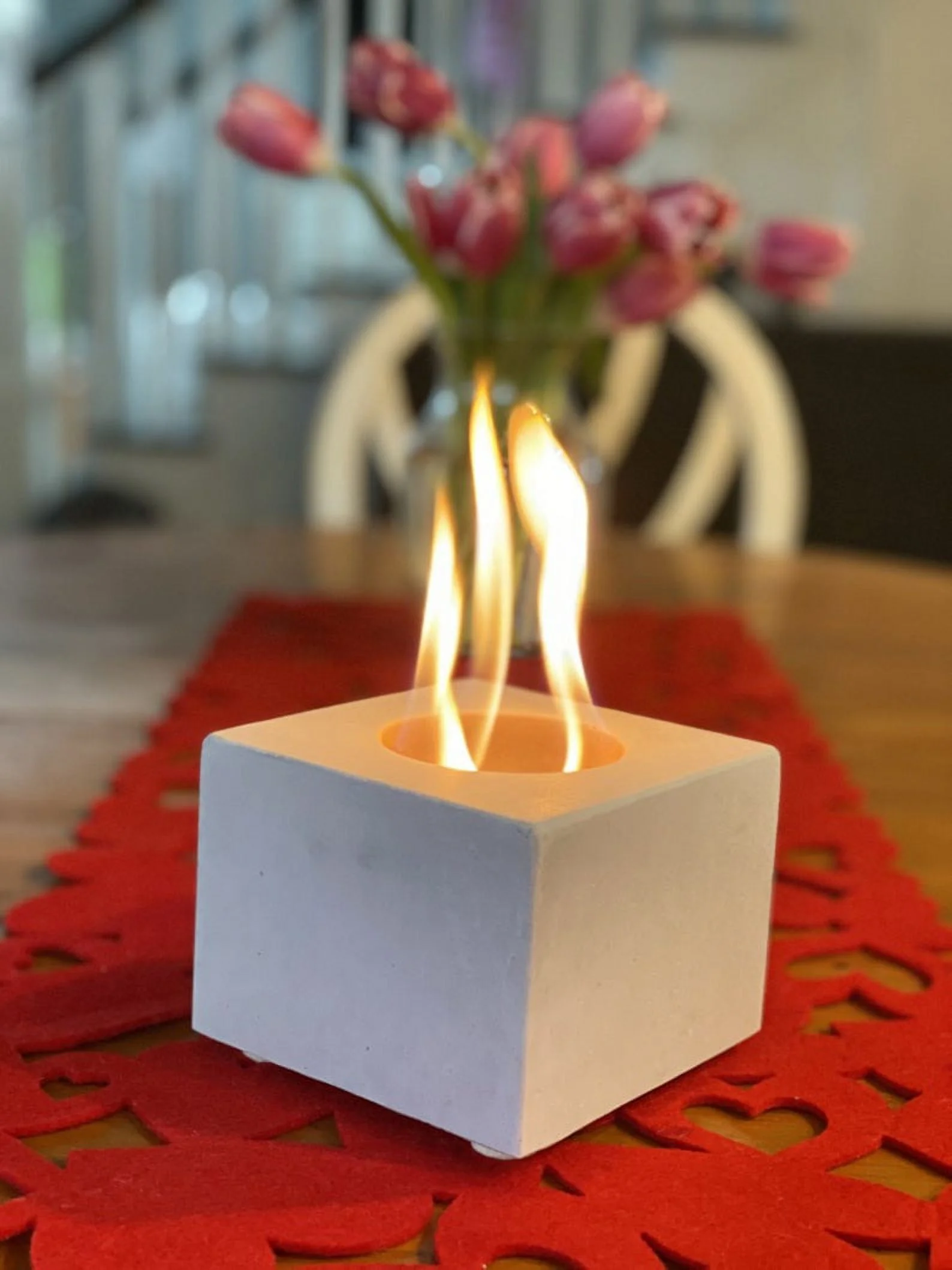 Tabletop Rubbing Alcohol Fire Pit Indoor Outdoor Portable Fireplace Concrete Fire Pot Bowl - Smooth Finish